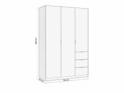 duehome Armario de 3 puertas y 3 cajones en blanco 135x200 cm Magan Blanco