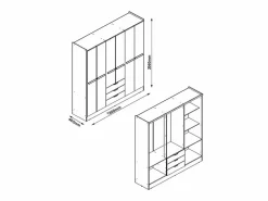 Vente-unique Armario de 6 puertas y 3 cajones L180 cm en beige y natural - PEROLI
