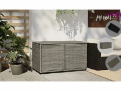 Discount vidaxl Armario de almacenaje de jardín ratán PE 110x55x60,5 cm Negro