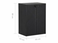 Clearance vidaxl Armario de almacenaje de jardín PP ratán 65x45x88 cm Negro