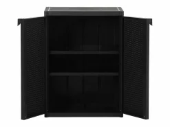 Clearance vidaxl Armario de almacenaje de jardín PP ratán 65x45x88 cm Negro