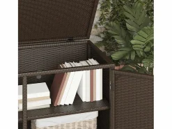 Clearance vidaxl Armario de almacenaje de jardín ratán PE marrón 110x55x60,5 cm Marru00f3n