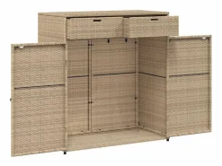 Armario de almacenaje de jardín ratán PE 105x55x113 cm Baúl De Jardín