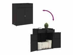 New Armario de almacenaje de jardín ratán PE 105x55x113 cm Baúl De Jardín