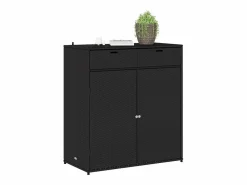 New Armario de almacenaje de jardín ratán PE 105x55x113 cm Baúl De Jardín