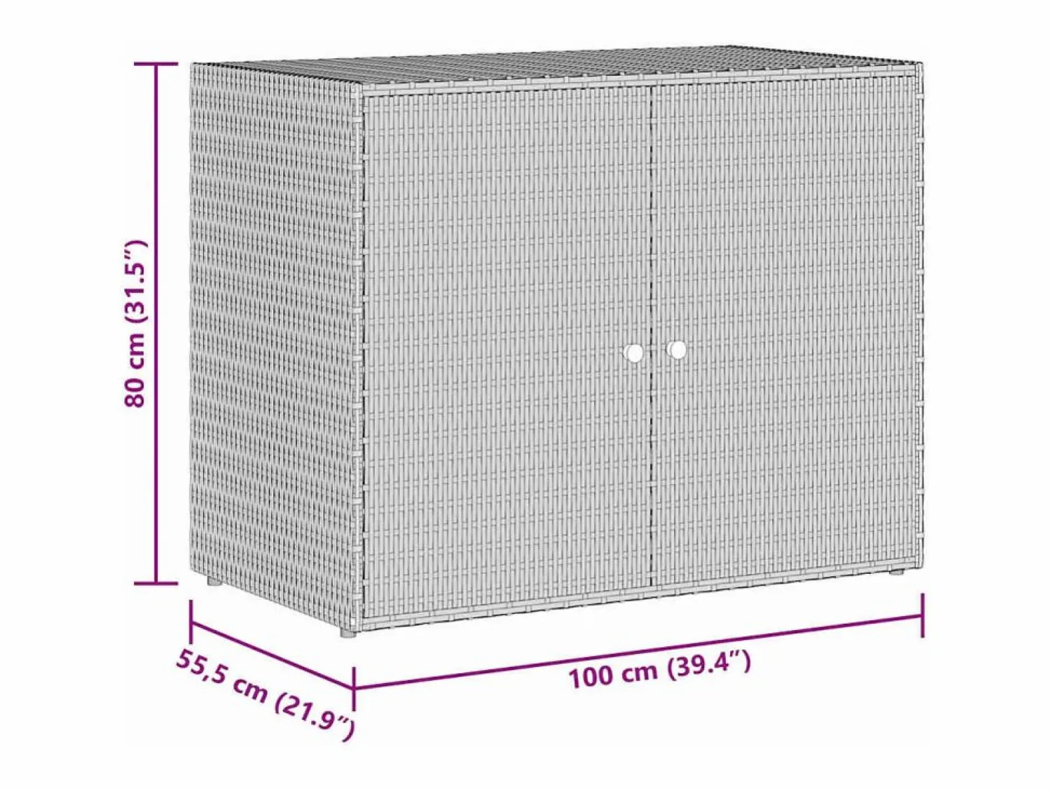 vidaxl Armario de almacenaje de jardín ratán PE 100x55,5x80 cm
