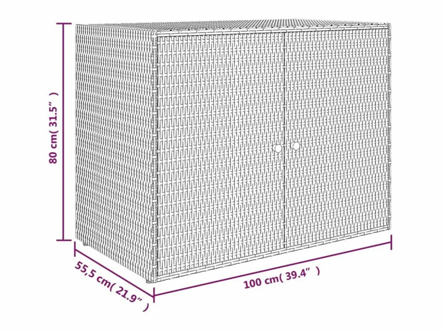 vidaxl Armario de almacenaje de jardín ratán PE 100x55,5x80 cm