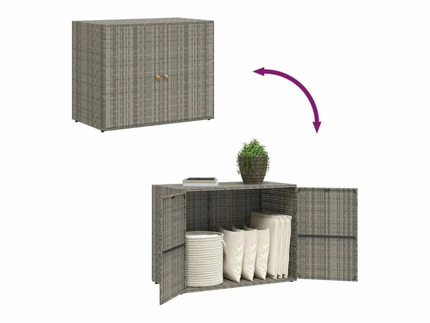vidaxl Armario de almacenaje de jardín ratán PE 100x55,5x80 cm