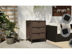 vidaxl Armario de almacenaje de jardín ratán PE marrón 55x59x80 cm