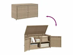 Outlet Armario de almacenaje de jardín ratán PE 110x55x60,5 cm Baúl De Jardín