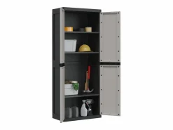 Discount Armario de almacenaje exterior PP y negro 65x37x165 cm Cajonera De Escritorio