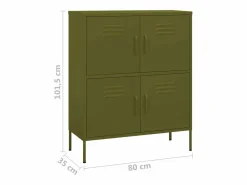 vidaxl Armario de almacenamiento acero oliva 80x35x101,5 cm