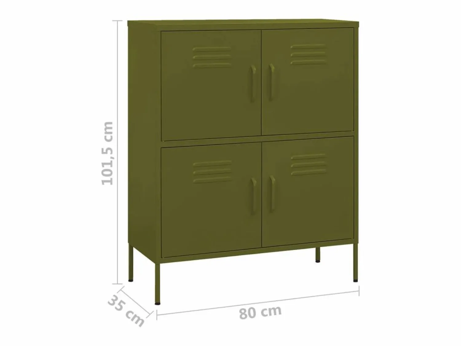 vidaxl Armario de almacenamiento acero oliva 80x35x101,5 cm