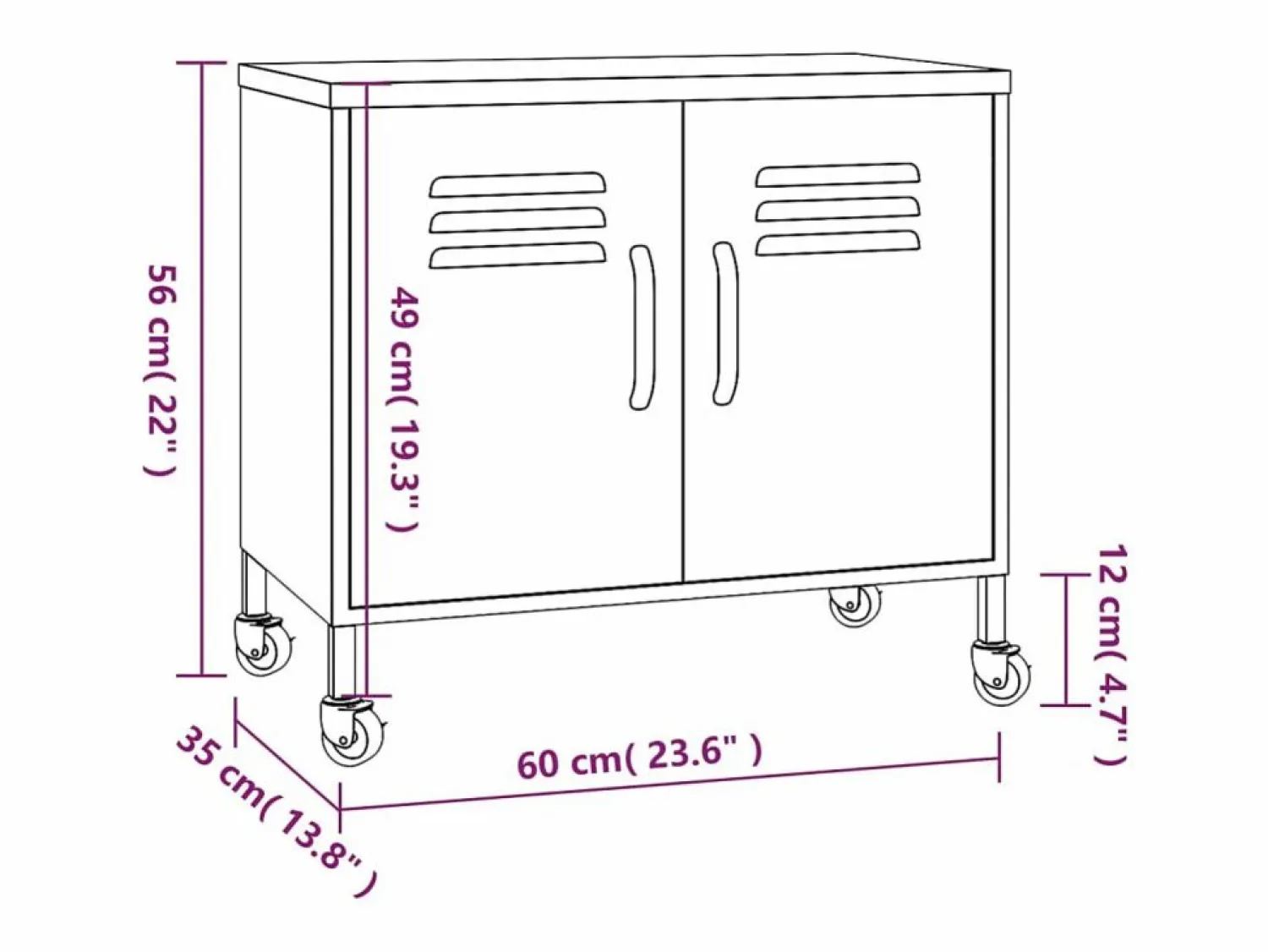 vidaxl Armario de almacenamiento acero 60x35x56cm