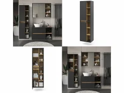 Vicco Armario de baño antracita 50x33x170 viola