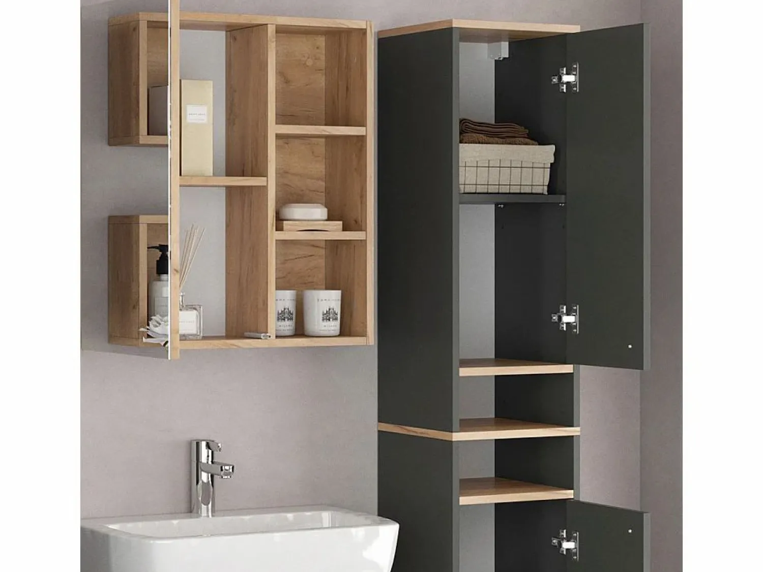 Vicco Armario de baño antracita 30x30x174 senyo