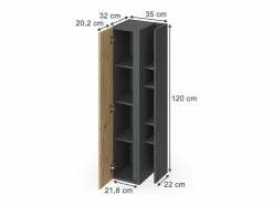 Outlet Vicco Armario de baño antracita/artisan 35x32x120 edelin Negro