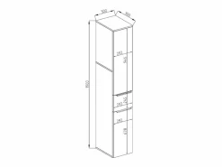 Vicco Armario de baño alto brillo 30x30x190 otis
