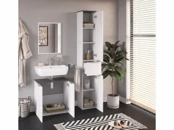 Vicco Armario de baño alto brillo 30x30x190 otis