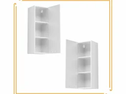 Clearance Armario de baño colgante de 30 cm con estantes estrechos y cerrados en color . Blanco
