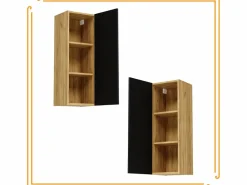 Hot Armario de baño colgante de 30 cm con estantes estrechos en color roble craft . Columna De Baño