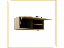 Online Armario de baño colgante horizontal de 80 cm con estantes en roble craft negro. Mueble De Pared Para Baño
