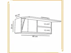 Online Armario de baño colgante horizontal de 80 cm con estantes en roble craft negro. Mueble De Pared Para Baño