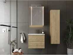 Clearance Armario de baño Columna alta 1 puerta Roble aceitado Marco Columna De Baño