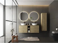 Clearance Armario de baño Columna alta 1 puerta Roble aceitado Marco Columna De Baño