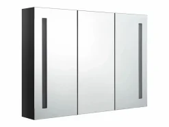 Online vidaxl Armario de baño con espejo LED brillante 89x14x62 cm Negro