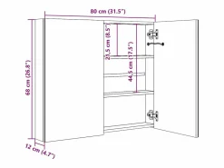 Discount Armario de baño con espejo y LED 80x12x68 cm Mueble De Pared Para Baño