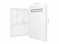 Best vidaxl Armario de baño con espejo LED brillante 60x11x80 cm Blanco