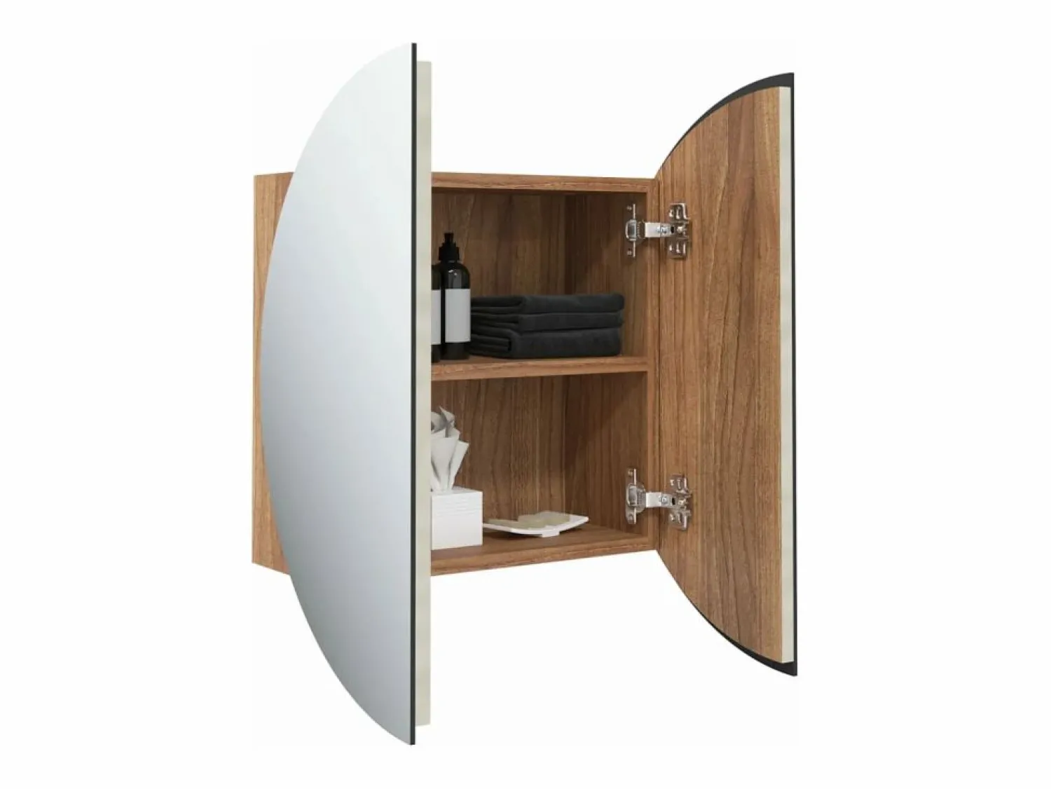 Best vidaxl Armario de baño con espejo redondo y LED roble 40x40x17,5 cm Color natural claro