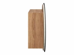 Best vidaxl Armario de baño con espejo redondo y LED roble 40x40x17,5 cm Color natural claro