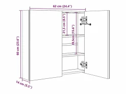 vidaxl Armario de baño con espejo y LED y roble 62x14x60 cm