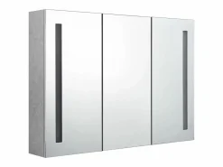 Hot Armario de baño con espejo LED hormigón 89x14x62 cm Mueble De Pared Para Baño
