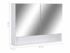 Sale vidaxl Armario de baño con espejo MDF 80x15x60 cm Blanco