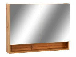 Online Armario de baño con espejo LED Roble 80x15x60 cm MDF Mueble De Pared Para Baño