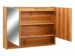 Online Armario de baño con espejo LED Roble 80x15x60 cm MDF Mueble De Pared Para Baño