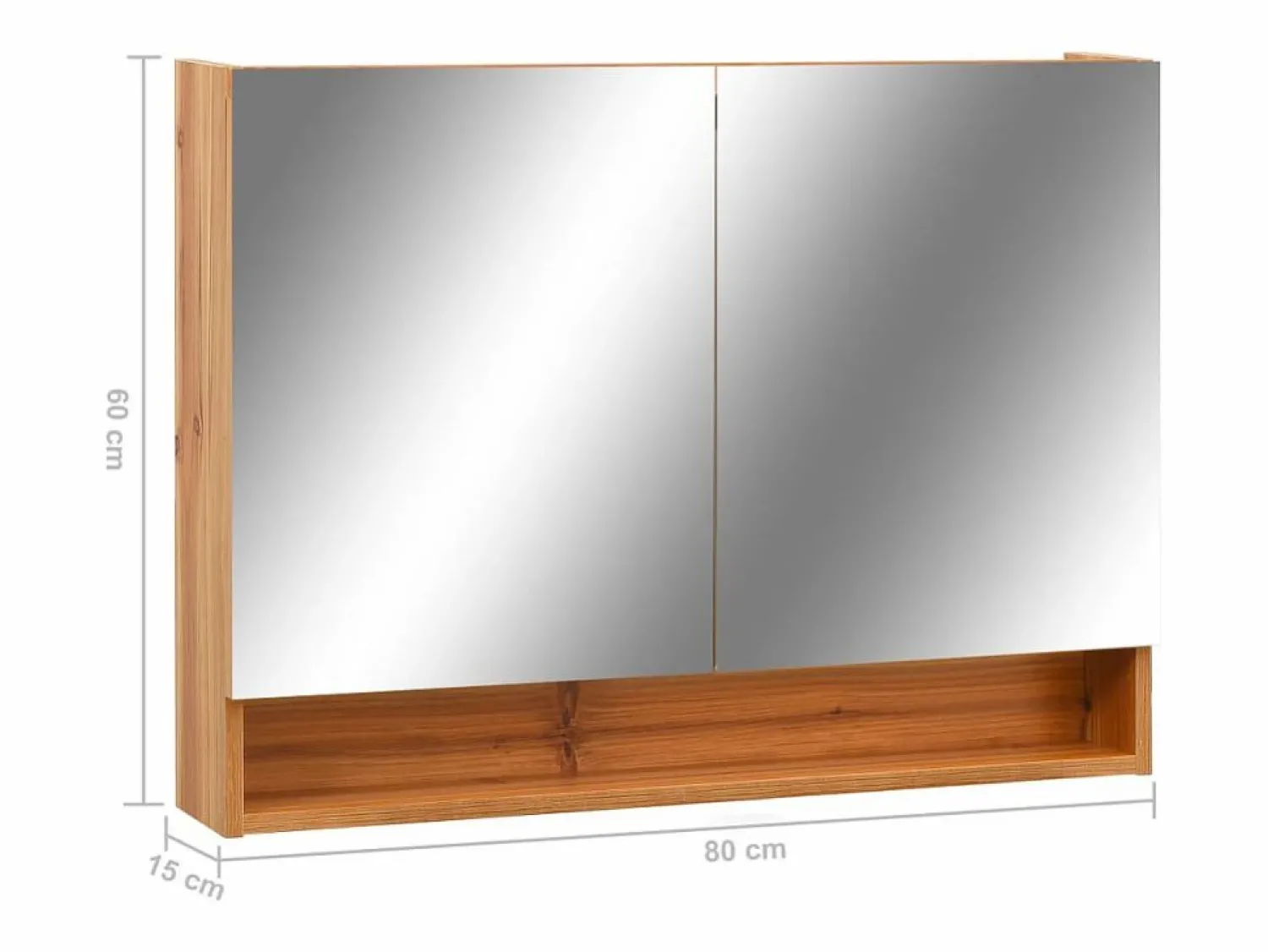 Online Armario de baño con espejo LED Roble 80x15x60 cm MDF Mueble De Pared Para Baño