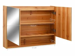 Online Armario de baño con espejo LED Roble 80x15x60 cm MDF Mueble De Pared Para Baño