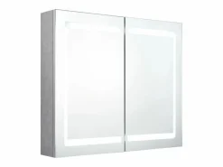 vidaxl Armario de baño con espejo LED hormigón 80x12x68 cm Gris