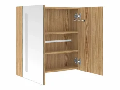 New Armario de baño con espejo y LED color roble 62x14x60 cm Mueble De Pared Para Baño