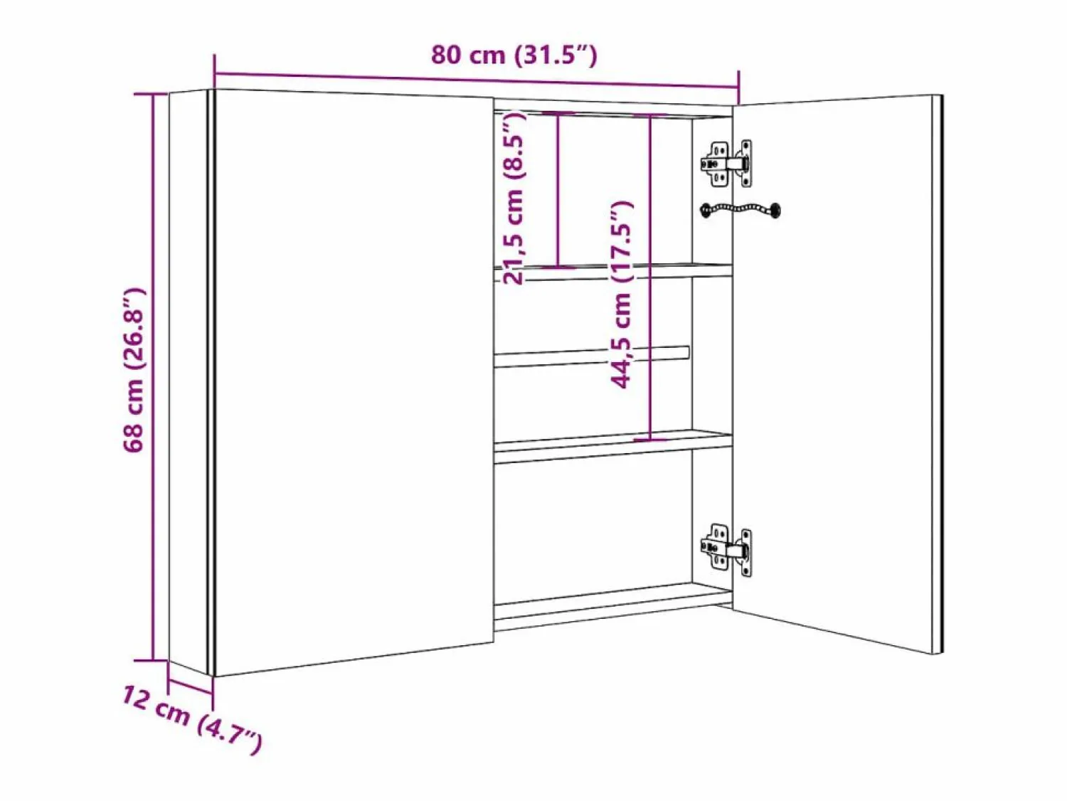 Best vidaxl Armario de baño con espejo LED brillante 80x12x68 cm Negro