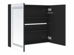 Best vidaxl Armario de baño con espejo LED brillante 80x12x68 cm Negro