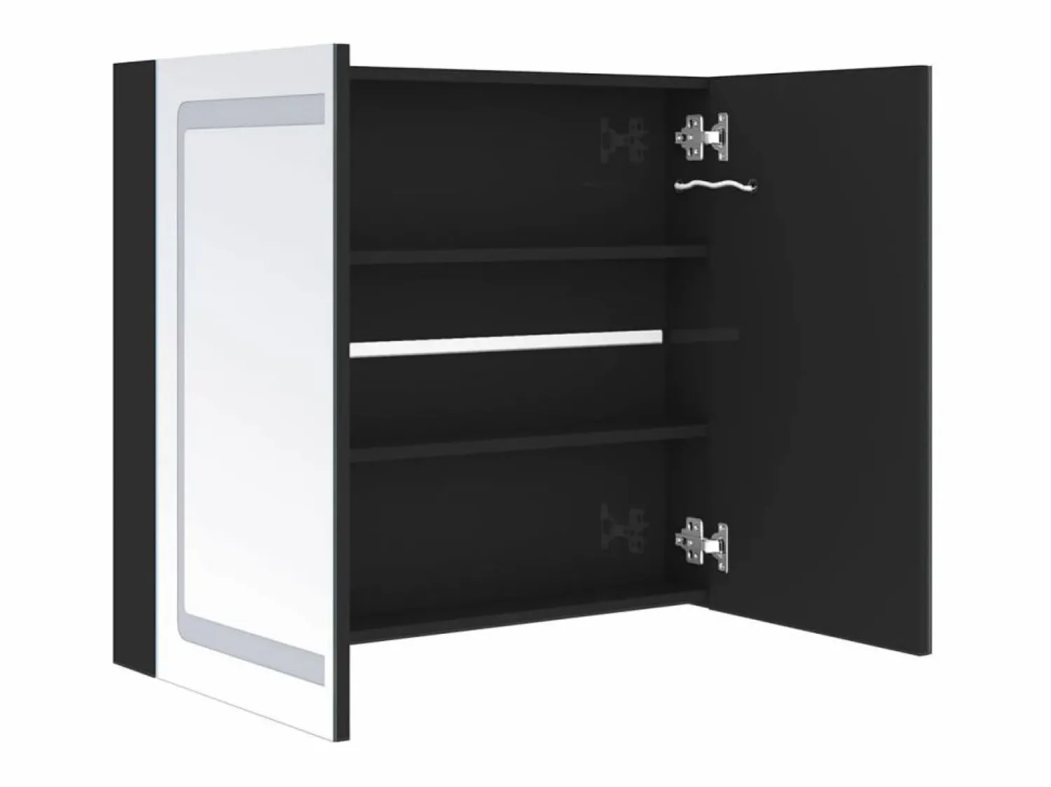 Best vidaxl Armario de baño con espejo LED brillante 80x12x68 cm Negro