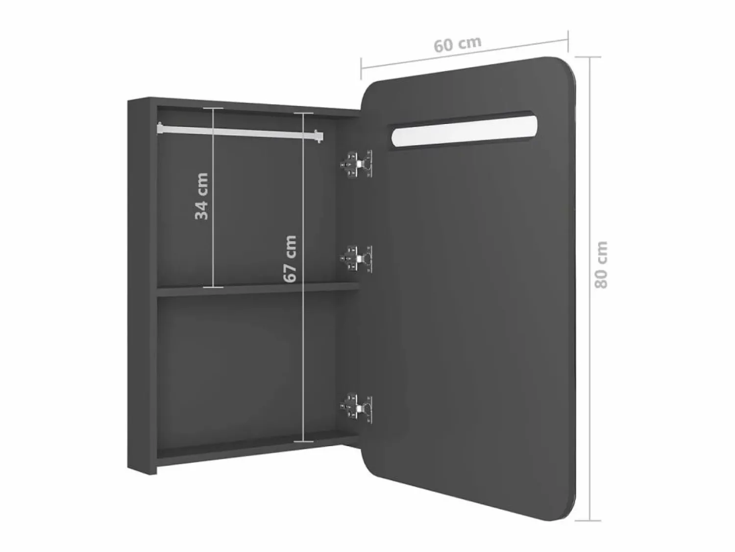 vidaxl Armario de baño con espejo y LED 60x11x80 cm