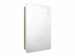 Outlet Armario de baño con espejo y LED y roble 60x11x80 cm Mueble De Pared Para Baño