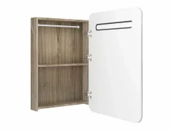 Outlet Armario de baño con espejo y LED y roble 60x11x80 cm Mueble De Pared Para Baño