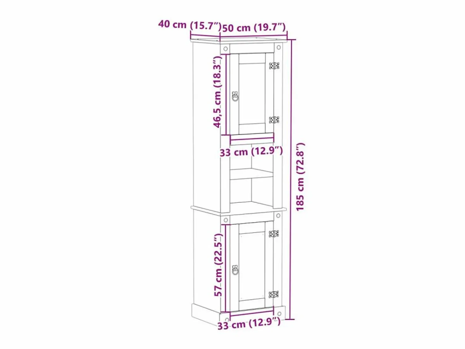 Clearance vidaxl Armario de baño «Corona» madera maciza de pino 50x40x185 cm Marru00f3n
